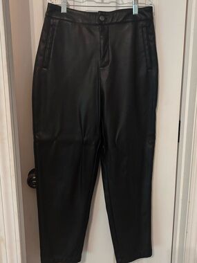 Shinestar Black Faux Leather Cropped Tapered Pants